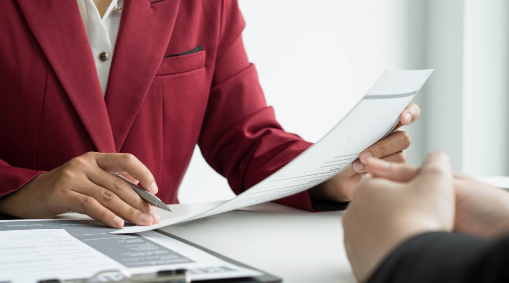 Employer doing an interview with a job seeker.