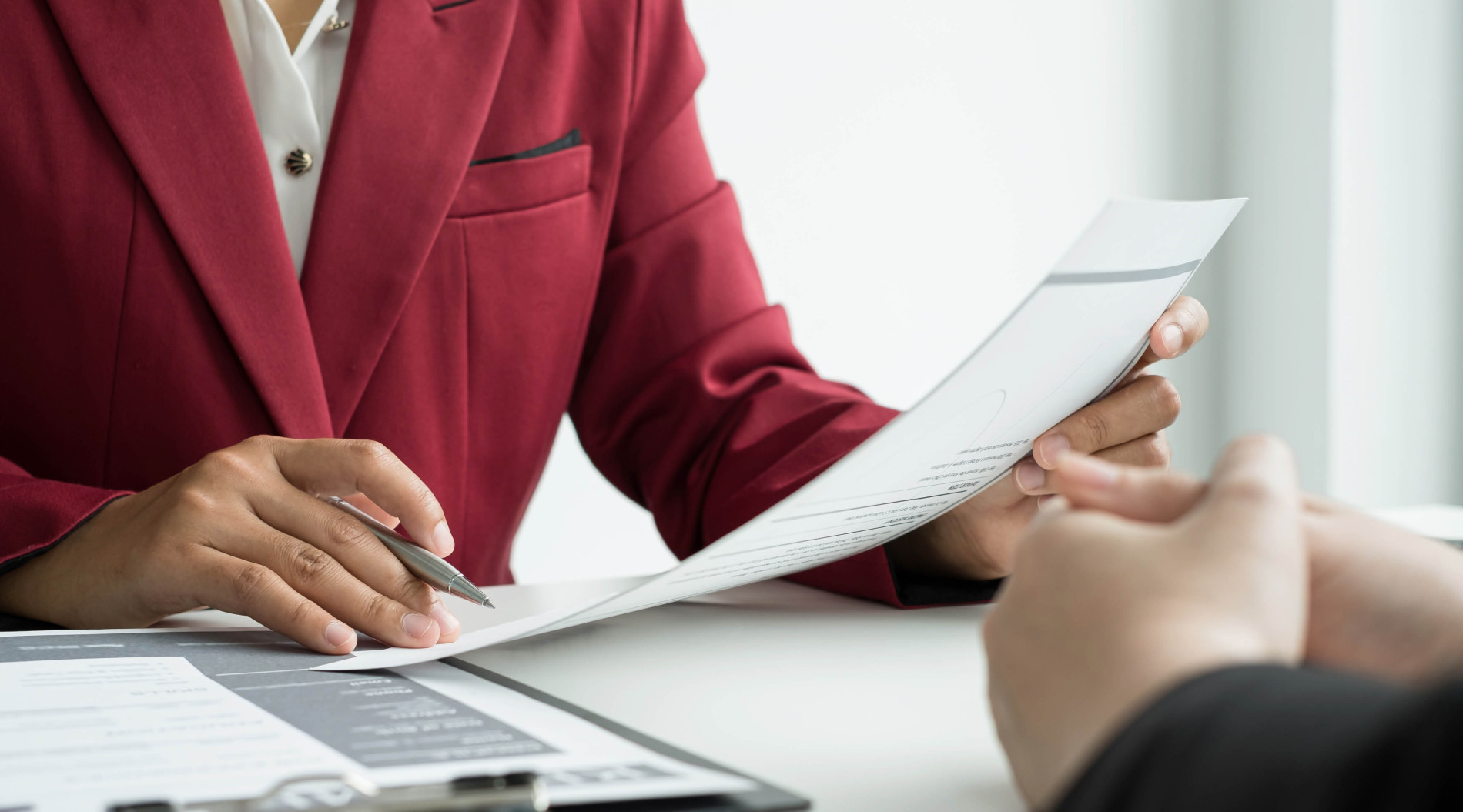 Employer doing an interview with a job seeker.