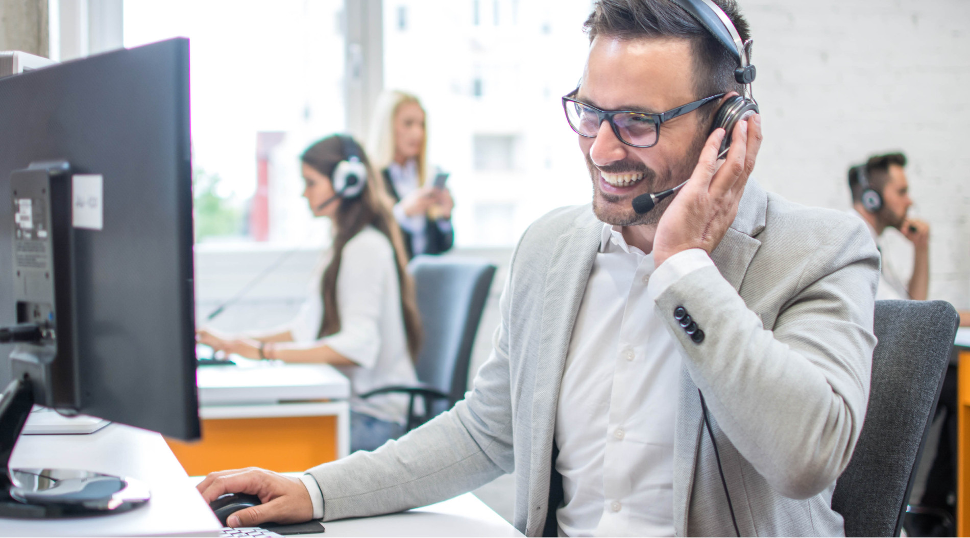 Customer representative working