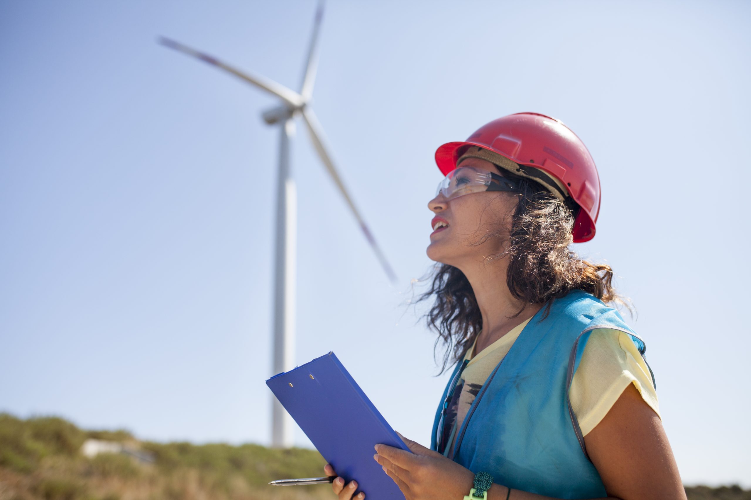 female engineer at wind farm