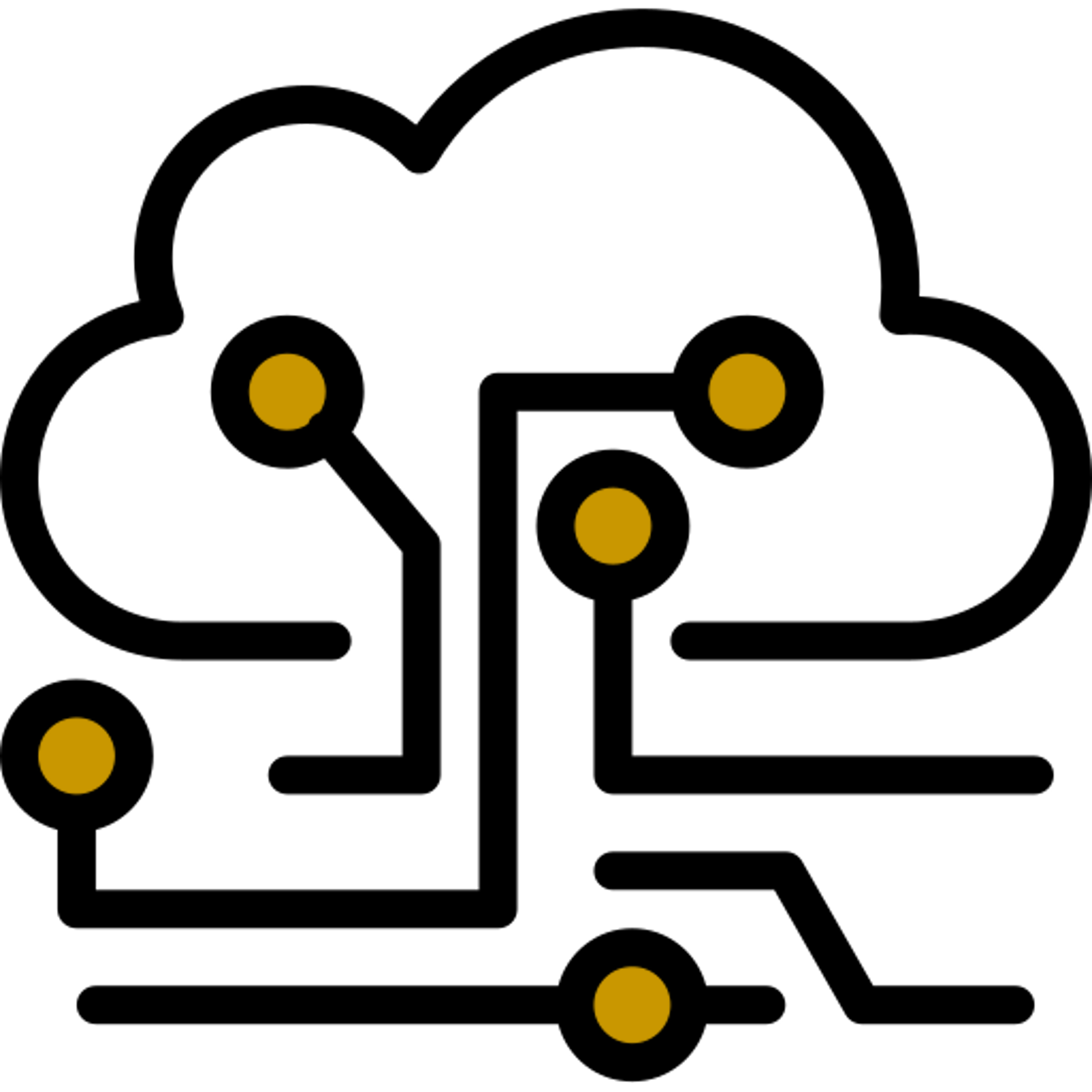 Icon outline of cloud computing with digital dots