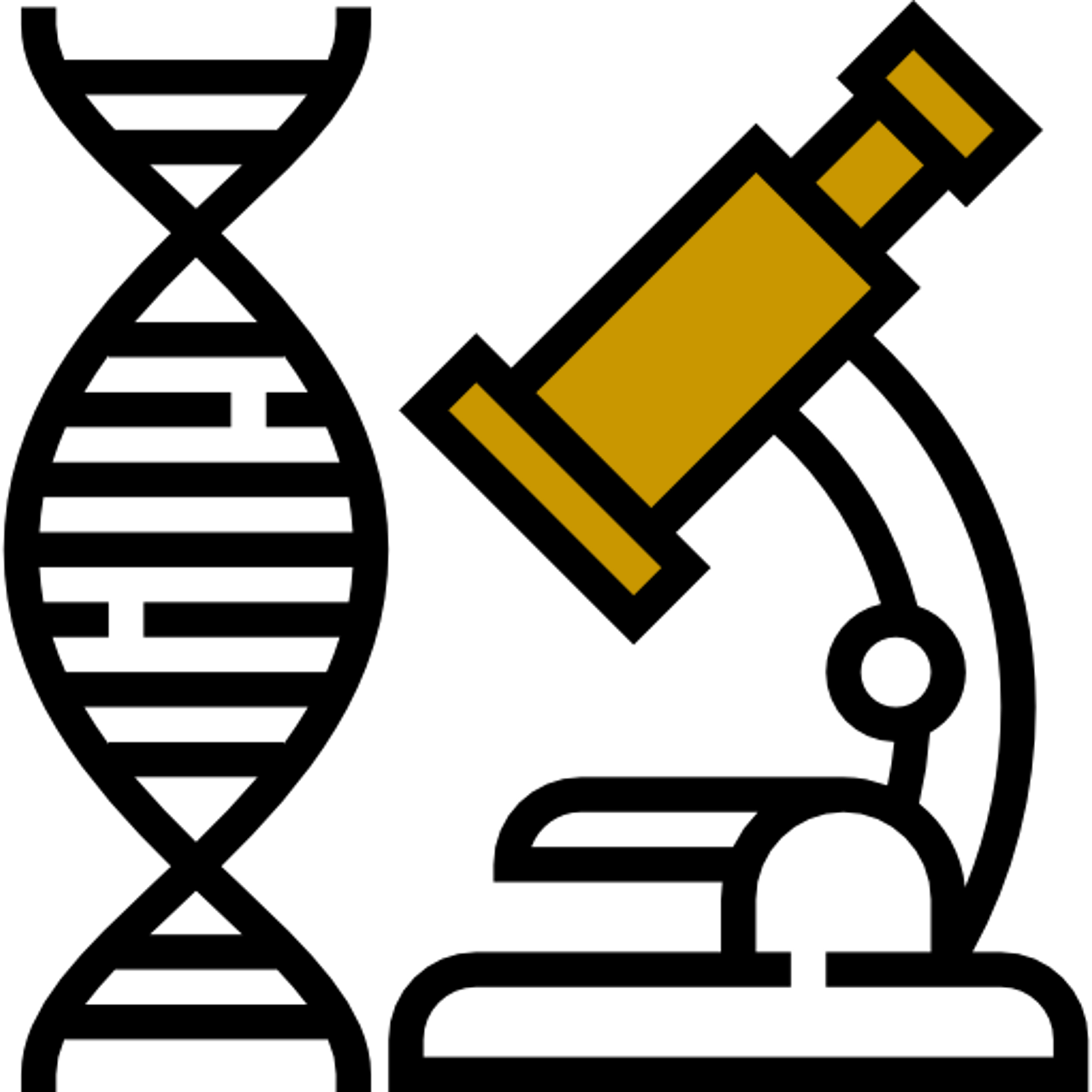 Icon outline of DNA and a microscope