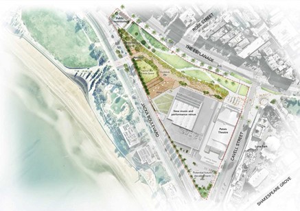 Port Phillip Council has released an indicative site layout for a proposed live music venue at the St Kilda Triangle.
