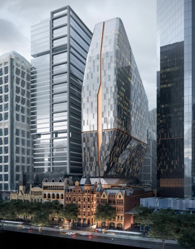 Salter Brothers has put forward an ambitious plan to construct a 32-storey skyscraper above the existing InterContinental Hotel, beside the Rialto Towers. 