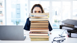 Doctor studying for interview