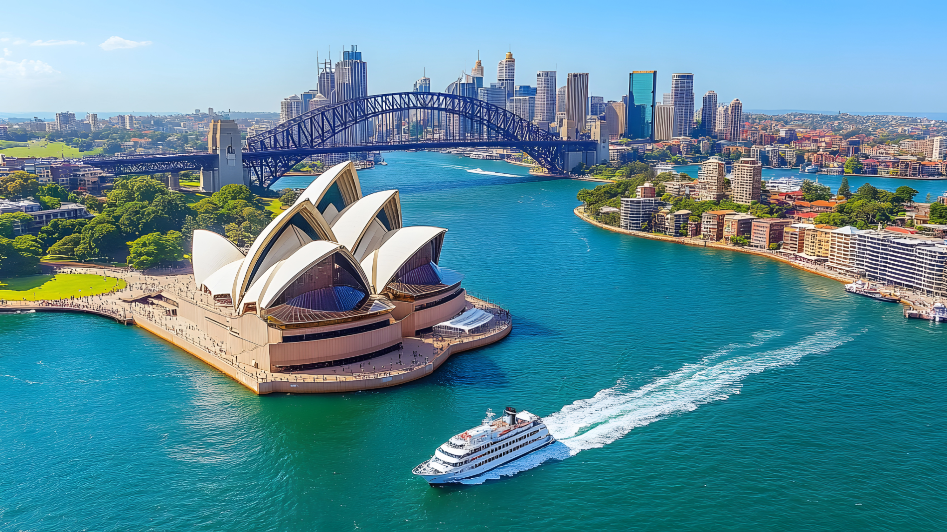 Sydney skyline and harbour representing psychiatry career opportunities in Australia