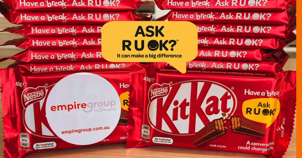 2 piles of special edition R U OK day KitKats.