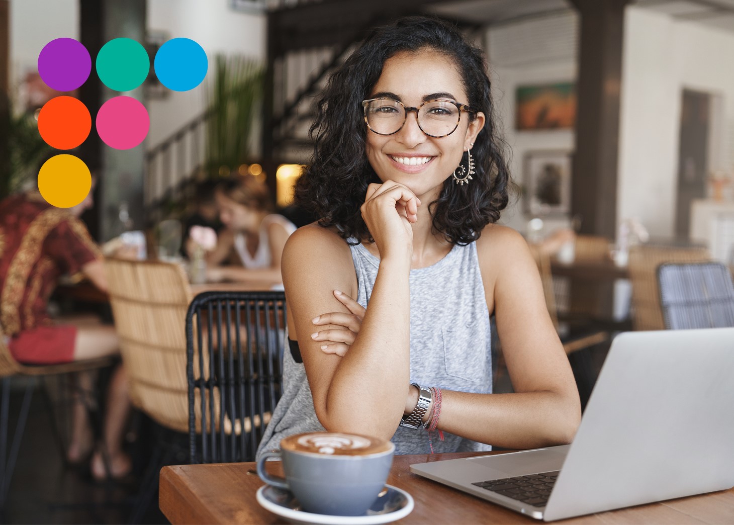 Girl with coffee and laptop