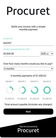 procuret payment selection