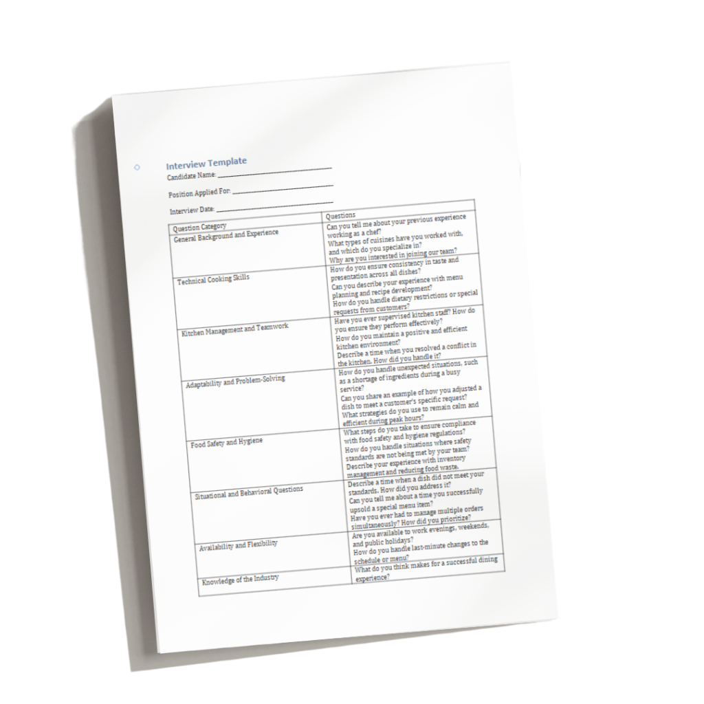 Retail job interview questions free template