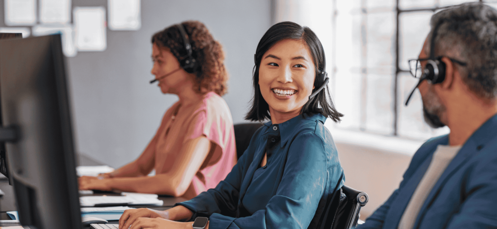 Customer Service Representatives assisting customers and managing enquiries in a professional Australian contact centre.