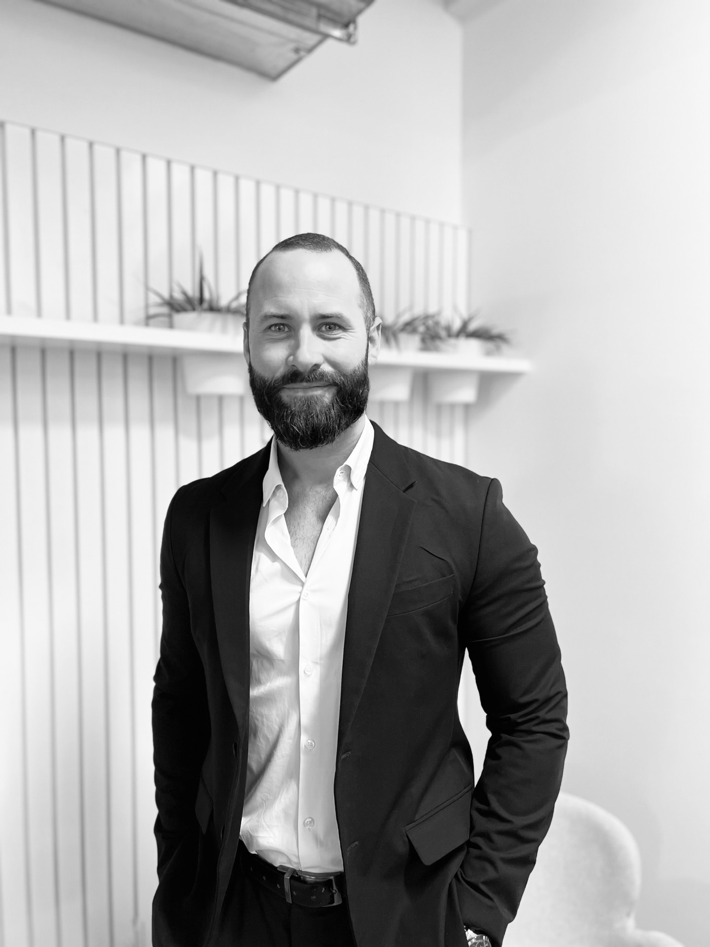 Headshot - Sam Menary (B&W)