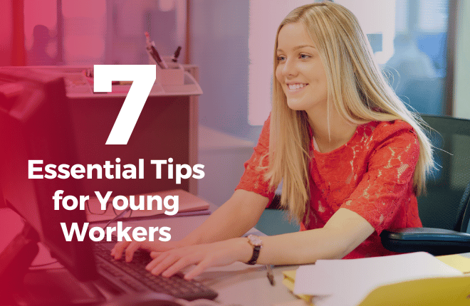 ||Young female office worker at a computer