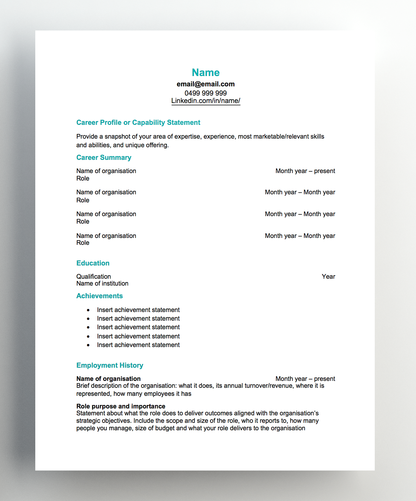 Reverse chronological resume template - Hudson Hong Kong