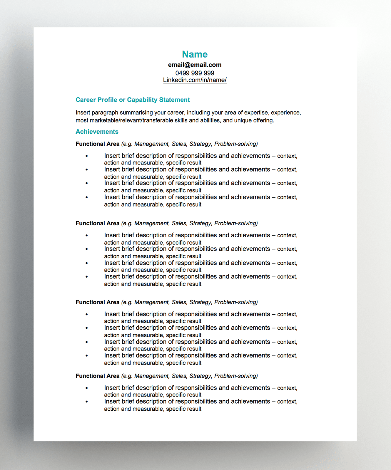 Functional resume