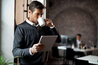 executive recruitment - man drinking coffee