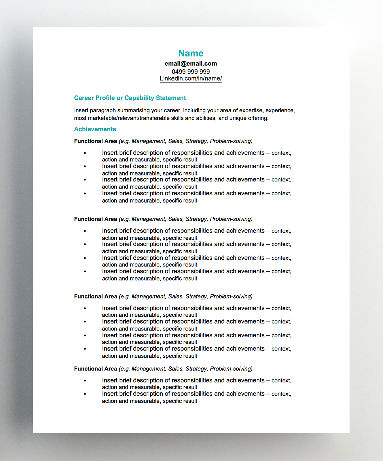 functional resume template word