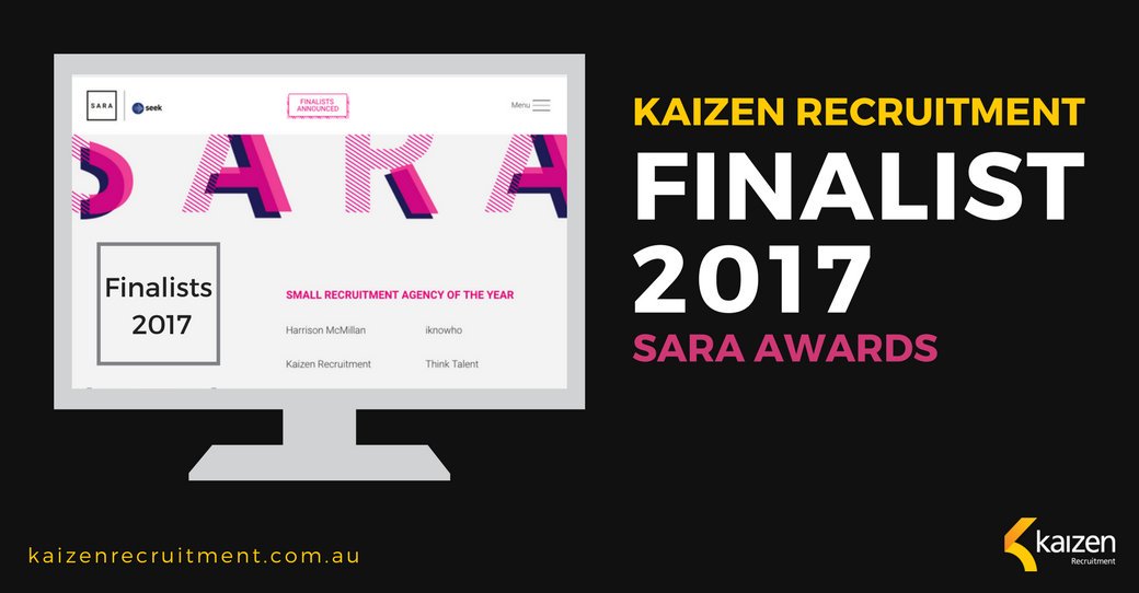 Kaizen Recruitment announced one of four finalists in the SARA Awards 2017