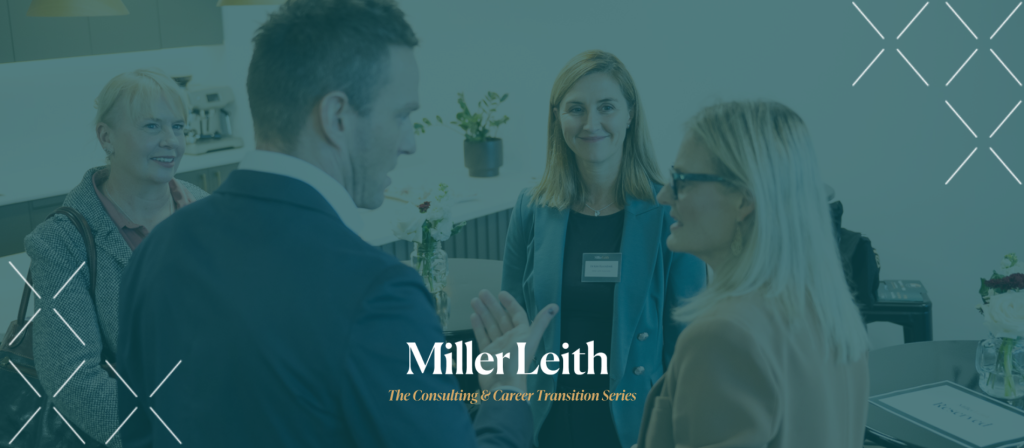 Group of professionals networking at an event