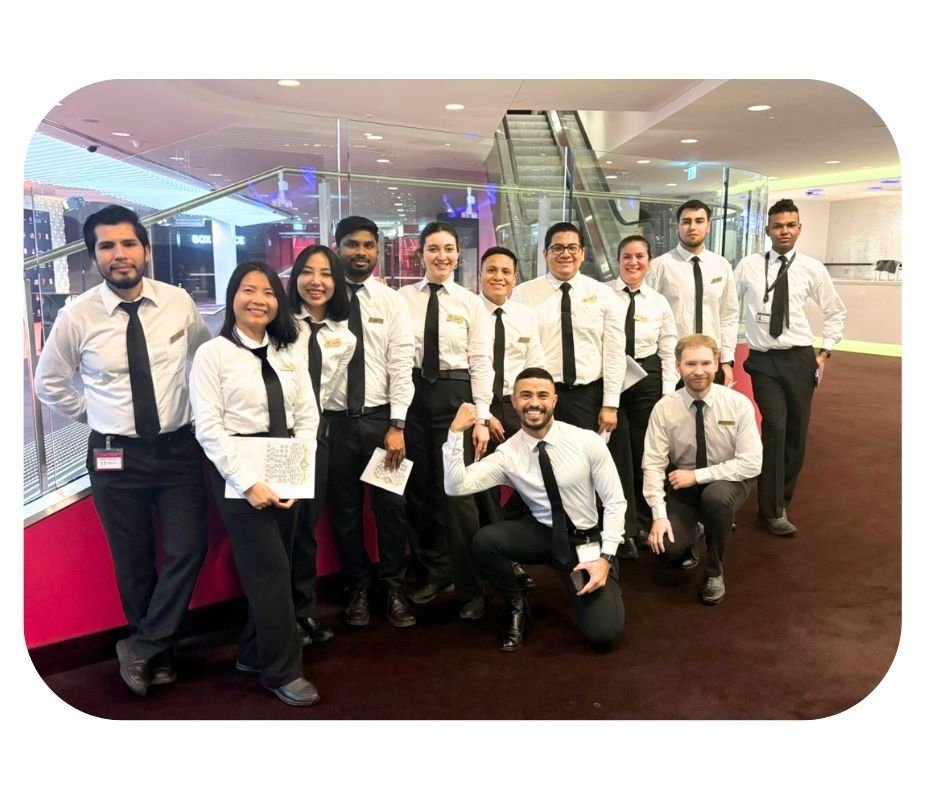 "Team of Pinnacle People staff working together, representing professionalism and dedication in delivering top-tier hospitality services across various events and venues."