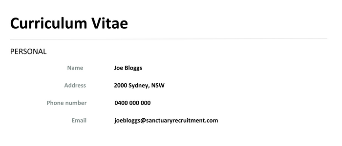 aged care resume example
