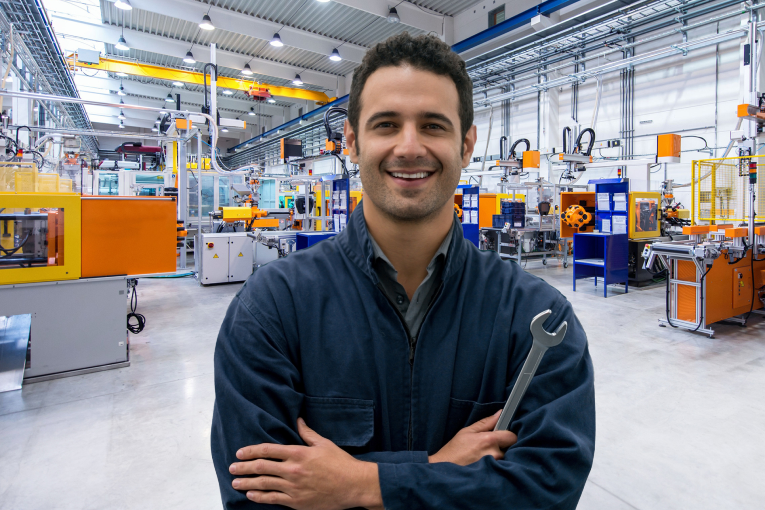 engineer working on machinery in factory