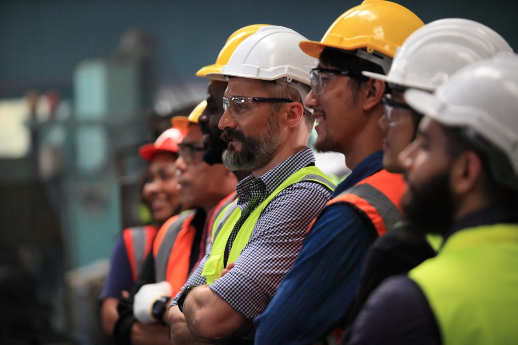 Tradies in team meeting