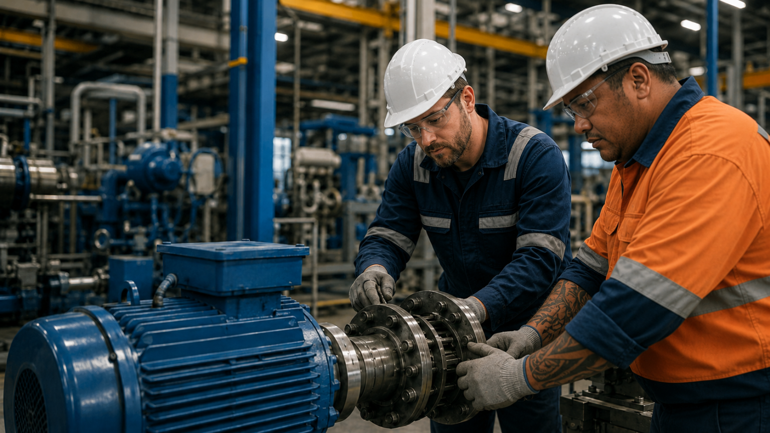 Engineers Servicing Industrial Machinery