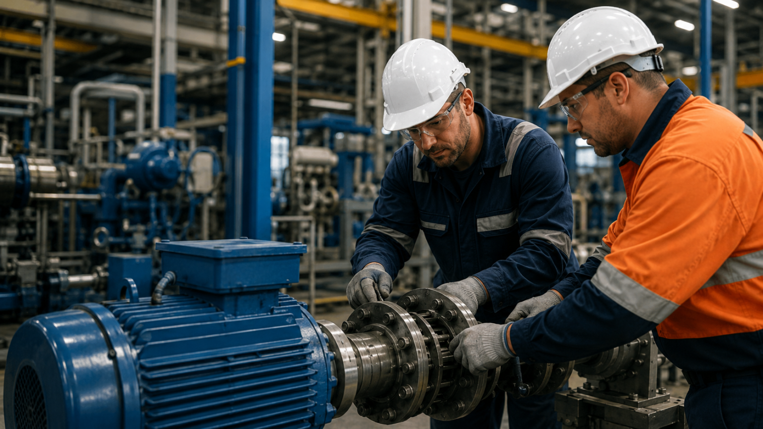 Skilled mechanical and electrical tradespeople working on industrial engineering equipment in New Zealand.