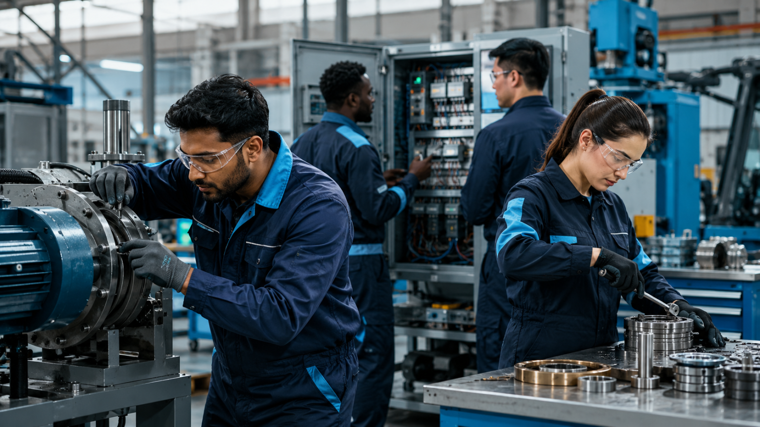 Modern Factory Team at Work